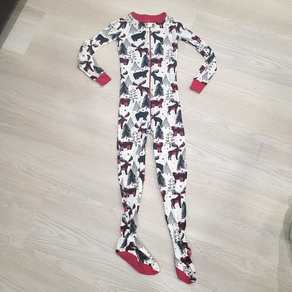 ♥️5 For $25Unisex Kids Matching Family Winter Bear Snug Fit Cotton Pajama Onsie - Picture 1 of 11